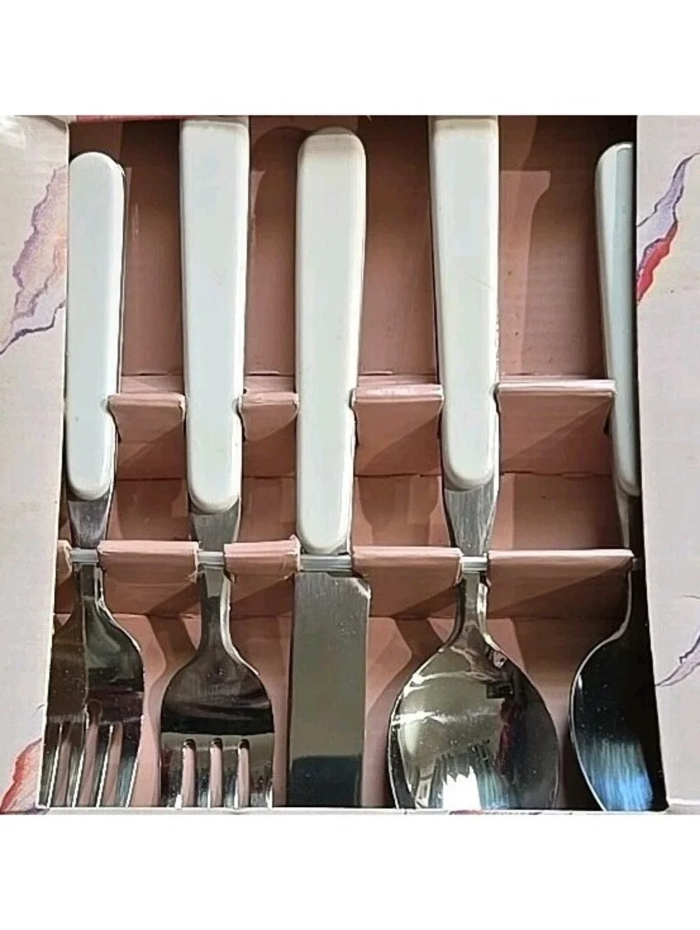 Rogers Fireworks White Stainless 20 Piece Service for 4 Tableware Flatware Vtg